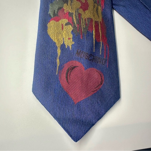 Vintage Moschino Cravatte Bleeding Heart Rare Silk Classic Tie ITALY Heart - Picture 6 of 9